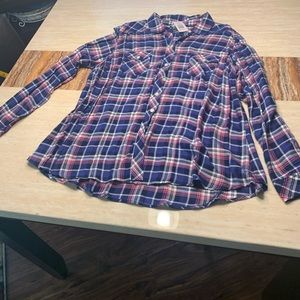 Pink Blue and White Striped Shirt